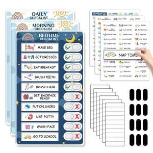 lot 2310 image: Upgraded Slider 3 in 1 BedtimeMorningDaily Routine Chart for Kids, Magnetic Chore Chart for Kids, Visual Schedule for Kids Toddlers Schedule Board for Home