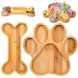 lot 3787 image: Sintuff 2 Pcs Bone Paw Cute Shaped Bamboo Serving Tray Charcuterie Board Natural Wooden Snack Platter Gift Party Supplies Wood Candy Dish Bowl for Housewarming Party 10 x 9.8 in, 12 x 5.9 in