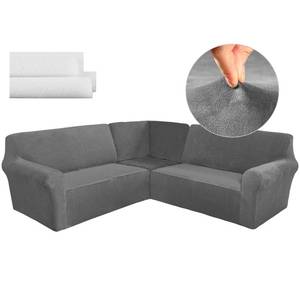 lot 3792 image: Breling 3 Pcs L Shaped Couch Covers for Sectional Corner Sofa Stretch 5 Seat Washable Corner Sofa Slipcover Sectional Couch Protector for Living Room(Dark Gray,Velvet)