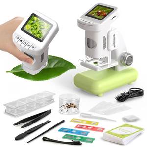 lot 3795 image: WSDMIC 1200X Microscope for Kids 4K with 2 inch Screen STEM Digital Science Kit Rechargeable Handheld Mini Pocket Children Students Slides Portable Gift for Kids Ages 6 to 12 (Green)