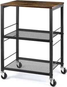 lot 3800 image: LIANTRAL 3 Tier Rolling Cart, Brown Kitchen Carts on Wheels with Storage, Multifunctional Utility Cart for Kitchen, Bathroom, Living Room, Bar, Office