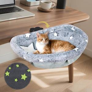 lot 3801 image: Himake Cat Desk Bed with Clamp, Glow in The Dark Cat Desk Hammock, Desk Perch with Removable Washable Cover, Sturdy Metal Frame, Supports up to 50 Lbs
