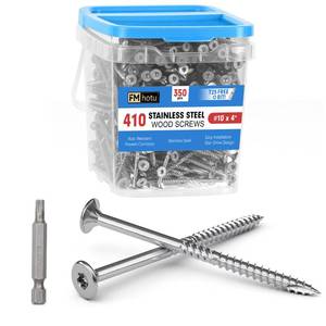 lot 3806 image: #10 x 4 Stainless Steel Deck Screws, 350Pcs Deck Screws T25 Star Bit, 410 Grade Stainless Steel, Rust Resistant Timber Screws for Log Landscaping Wood