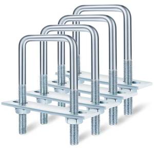 lot 4156 image: Mellewell 4 Sets M8 Square U Bolts, U Bolts 40mm (1.5) Width 100mm (3.94) Length, Zinc Plated Carbon Steel U Bolt with Nuts, Plate and Washers (40 x 100mm)