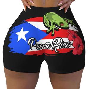 lot 4170 image: RISOIU Puerto Rico Flag Tree Frog Womens Workout Biker Shorts High Waist Stretch Athletic Gym Shorts Yoga Hot Pants Active Legging Exercise Short Pants for Running Sports Hiking X-Large Brown