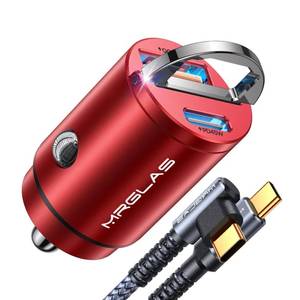 lot 4172 image: MRGLAS 90W USB C Car Charger Fast Charge, PD45W & QC45W, Flush Fit, Extra 3.3ft Type C Cable, All Metal, Cigarette Lighter USB Charger for iPhone 16 15 Pro Samsung S25 S24 S23 Ultra Pixel 88Pro7-Red