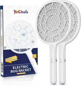 lot 5827 image: YsChois Electric Fly Swatter, Bug Zapper Companion, Mosquito Killer Racket  Gold Zone Voltage, 3mm Mesh, Apple-Like Weight, AA Battery Operated (not incl), Pro Swat Tips for Indoor & Outdoor, 2 Packs