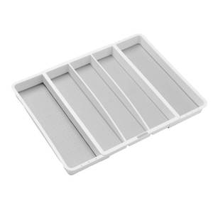 lot 5829 image: madesmart Expandable Utensil Tray-White  Classic Collection  5-Compartments  Kitchen Organizer  Soft-Grip Lining and Non-Slip Rubber Feet  Easy to Clean  BPA-Free