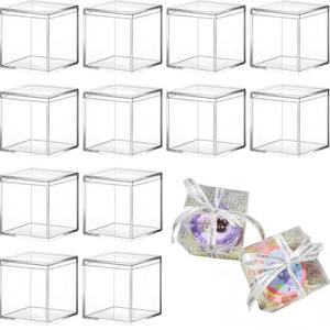 lot 5836 image: Lighibeuty 12 Pcs Clear Acrylic Box with Lid, 4x4x4 Inch Small Acrylic Box Mini Clear Container Square Plastic Jewelry Display Boxes for Home Jewelry Candy Pill Crafts