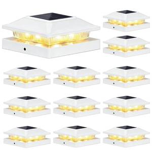lot 5849 image: Brightever 4x4 3.5x3.5 Solar Post Cap Lights Outdoor 12-Pack, Solar Fence Post Lights Fit VinylWood Posts, 2 Modes(WarmCool White), Solar Powered Waterproof Deck Post Lights for Patio Porch, White