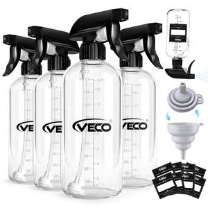 lot 5857 image: Veco 15oz Graduated Spray Bottles, 4-Pack �� 360° Any-Angle Spraying for Easy Dilution, Leak-Resistant spray bottles for Cleaning, Plants, Hair & Pet Use  Foldable Funnel