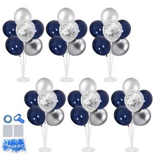 lot 5859 image: ZJDHPTY 6Set Blue and Silver Balloon Stand Centerpiece Table Decorations