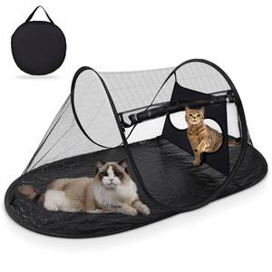 lot 5865 image: Tailtastic Outdoor Cat Tent with Removable Interactive Fabric,Outdoor Cat Enclosures for Indoor Cats, Portable Pet Playpen Ideal for Hiking, Traveling, and Sunbathing-Black