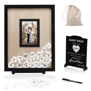 lot 5871 image: HYMENEX Wedding Guest Book Alternative, Guest Book Wedding Reception, Wedding Guest Book with Wooden Hearts Guest Book Signs for Wedding Anniversary Birthday Party Baby Shower