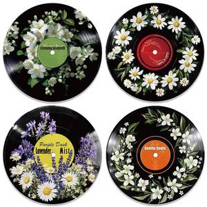 lot 6046 image: twinklemon 4PCS Vinyl Record Decor 12 Inch Record Decorations Botanical Wall Art Hippie Decor Posters for Room Aesthetic Flower Leaves Records Wall Art for Music Party Studio Display