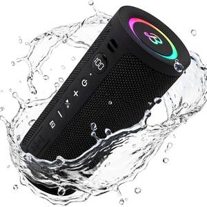 lot 6056 image: BassBloom Roar 3 Portable Bluetooth Speaker,20W Powerful Sound with JIKE Bass,IPX6 Waterproof,24H Playtime,Bluetooth 5.4,RGB Lights,Wireless TWS Pairing,Outdoor for Camping and Beach (Black)