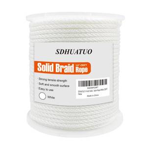 lot 6060 image: SDHUATUO 14 Inch Nylon Solid Braided Rope, 250FT Polyester Cord White