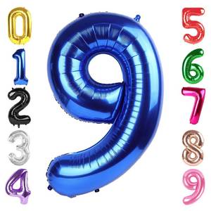 lot 6484 image: 40 Inch Metallic Blue Number 9 Balloon, Giant 9 Number Balloons for 9th Birthday Decorations, Party Supplies, Metallic Blue Party Decor