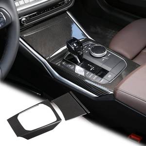 lot 6485 image: TINKI Car Center Console Gear Shift Panel Cover Trim Compatible for BMW 3 Series 3GT G20 G21 G22 G23 G26 G28 2019 2020 2021 2022 2023 2024 2025 Interior Accessories (ABS Plastic, Carbon Fiber)
