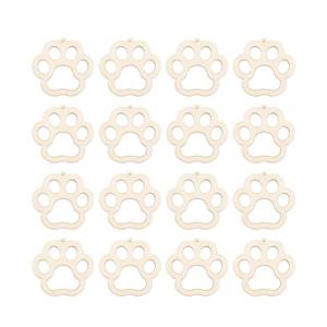 lot 6498 image: 30pcs Mini Dog Paw Wood DIY Crafts Cutouts 2 Wooden Little Cat Claw Shaped Hanging Ornaments with Jute Twine for DIY Projects Pets Party Decorations