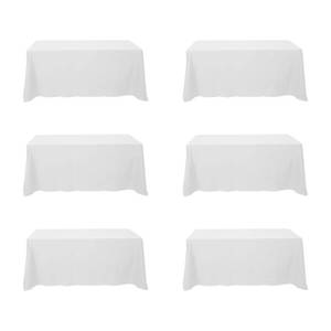 lot 9146 image: BRILLMAX 6 Pack White Tablecloths 90 x 132 Inch for 6ft Rectangle Tables - 150 GSM Polyester Fabric, Floor Length Drop, Water, Stain & Wrinkle Resistant Cloth Cover for Wedding Reception Banquet