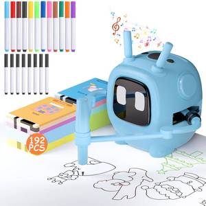 lot 9153 image: Art Enlightenment Drawing Robot Educational Interactive Learning Toy for Kids - Auto Painting Machine with 192 Cards & Pens - Montessori Gifts for 3-8 Year Old