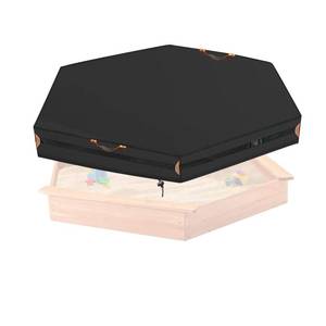lot 9156 image: Outdoor Hexagonal Sandbox Cover with Two Night-Vision Reflective Handles and 6.1 Meter Webbing Loops, Featuring an Elastic Drawstring at The Bottom. Suitable for sandboxes up to 74 L x 65 W x 8 H.