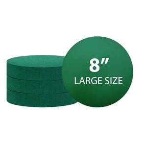 lot 10225 image: Pack of 4 FLOFARE Round Floral Foam Blocks for Fresh and Artificial Flowers, Each (8 X 1.4), Dry & Wet Green Flower Foam for Flower Arrangements and Florist Supplies