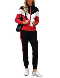 lot 10240 image: Marvmys Jogging Suit for Women Long Sleeves Outfits 2 Pieces Tracksuit Set Color Block Sweatsuit Sets