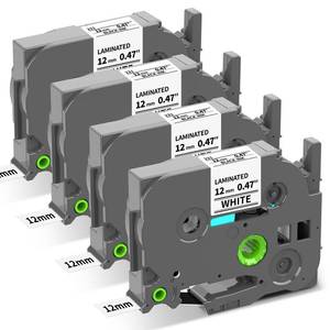 lot 10247 image: 4-Pack Label Maker Tape 12mm 0.47 White Replacement for Brother P Touch Label Tape TZe-231 TZ-231, Compatible with Brother Ptouch PT-D210 PT-H110 PT-D220 PT-D400,Black on White