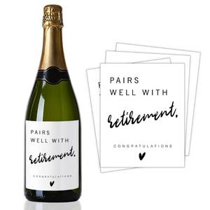 lot 10273 image: 8 Pcs Retirement Party Wine Label Sticker, 4 x 5 in Waterproof Champagne Wine Water Label Gift for Retired Man Woman Coworker, Retirement Party Favors-Label26