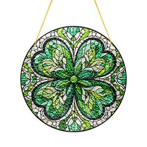 lot 10287 image: St. Patrick��s Day Acrylic Suncatcher 4x4in �� Green Four Leaf Clover Window Hanging, Lightweight Ornament for Tree, Door or Window Decor, Irish Lucky Decor Gift for Home, Office, Party Decorations