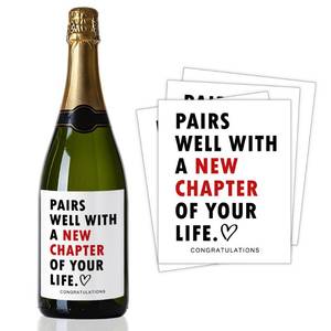 lot 10311 image: 8 Pcs Pairs Well with New Chapter Wine Label Sticker, 4 x 5 in Waterproof Housewarming New Place Label Gift for Her Him, Home Party Realtor Gifts Supplies-Label21