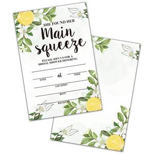 lot 10328 image: Tedea She Found Her Main Squeeze Bridal Shower Invitations, Lemon Citrus Summer Bridal Shower Invites for Engagement Party, Wedding Party, Set of 25 Invitations & 25 Envelopes (A10)