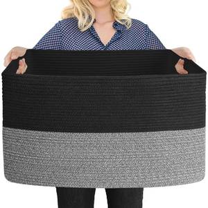 lot 11007 image: MEGASKET Extra Large Storage Baskets, 22 x 17 x 12 Black Baskets for Organizing, Rectangle Woven Basket for Blankets, Toys, Towels, Laundry, Decorative Wicker Storage Basket, Basket for Decor