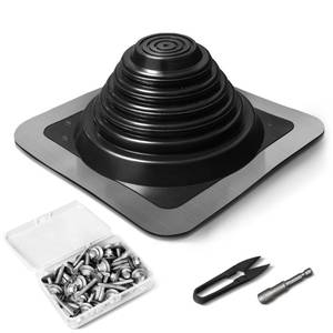 lot 11010 image: #3 Epdm Metal Roof Vent Boot, Flexible Roofing Boots Fits Pipe Od 14 to 5-34, Metal Roof Jacks Flashing for Houses Includ Roofing Screws & Hex, Black 1 Pcs