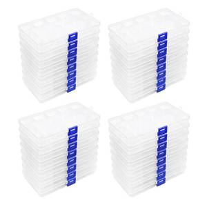 lot 11012 image: 32 Pack 15 Grid Small Parts Organizer, Clear Box with Dividers, Mini Tackle Box Bulk, Bead Organizer for Jewelry Beads (6.69x3.94x0.91) (Only 16)