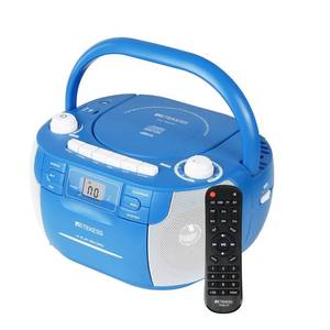 lot 11027 image: Retekess TR621P CD Player Boombox,Cassette Tape Player,Wireless,AMFM Radio,Remote Control,Stereo Sound,Tape Recording, USBTF,ACD Battery Powered for Home