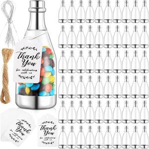 lot 11031 image: Gerrii 60 Pcs Silver Champagne Bottle Container Set, Mini Champagne Candy Bottles Plastic DIY Favor Candy Jars with Tags Party Favor Containers for Baby Shower Bridal Wedding Birthday Party