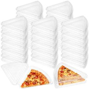 lot 11049 image: FMOACEN 50PCS Disposable Plastic Pizza Slice Boxes, Food-Grade Plastic Disposable boxes. Fits 10-12 Pizza Slices Storage Containers , Ideal for Party Snacks, Birthday, Wedding & Catering Supplies