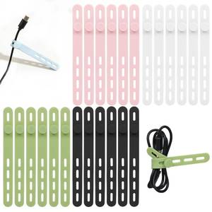 lot 12205 image: Donruby 24Pcs Silicone Cable Ties - Reusable & Washable with Locking Buckles, Adjustable Fastening Cable Management Straps, Multi-Purpose High Elasticity Cord Organizer (4 Colors)