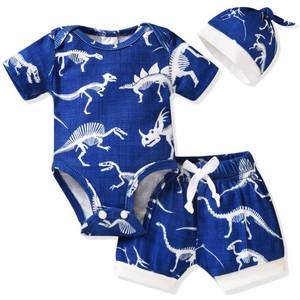 lot 12213 image: HINTINA Preemie Premature Baby Boys Dinosaur Shorts Outfits Dino Bodysuit Short Sleeve Summer Clothes Clothing Set Premie (Slight Use)