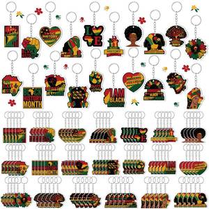 lot 12222 image: Equsion 100 Pcs Black History Month Keychains Bulk, Acrylic Juneteenth Keychains Gifts with Inspirational Afrocentric Designs for Women History Month Party Favors, African Freedom Day Decoration