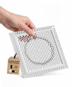 lot 12224 image: BAOTIYA Not Moving Shower Drain Hair Catcher,Effective Hair Catcher Shower Drain,Square Flat Shower Drain Cover Protector Filter,Efficient Drainage,Hair Trap Stopper (Gray, 6 inch)