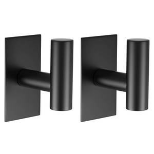 lot 12249 image: VAEHOLD Wall Towel Hooks, Heavy Duty Sticky Holder Waterproof Towel Hooks for Hanging Coat, Clothes, Closet Hook Wall Mount for Kitchen (Black, 2 Pack)