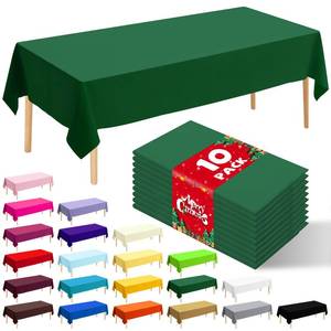 lot 12285 image: JHDZDHY 10 Pack Premium Disposable Plastic Tablecloth 54 X 108 Rectangle Table Cover for Birthdays Weddings Christmas Anniversary Buffet Table (Green)