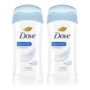 lot 12293 image: Dove Antiperspirant Stick, All Day Sweat Control, Kind to Skin, Alochol Free, Scent Original Clean, Size 2.6 oz (2 Pack) (Used)