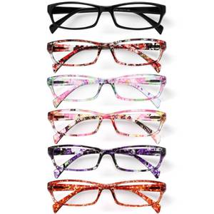 lot 14105 image: Gaoye Reading Glasses for Women, 6 pack Fashion Readers for Women Men Spring Hinge Eye Glasses, Blue Light Reading Glasses
