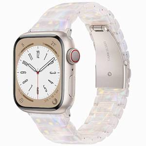 lot 14106 image: V-MORO Resin Band Compatible with Apple Watch Series 78910 41mm40mm38mm42mm Fashion Strap for iWatch Series 654321SESE 2 Lightweight Bracelet Wristband Women(Classic Aurora -Starlight)