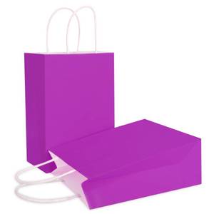 lot 14107 image: 20 Pieces Party Favor Kraft Paper Gift Bags with Handle, Purple Small Size Gift Bags Bulk, Candy bags, Retail Bags for Christmas, Birthday, Crafts, Wedding and Party Supplies - 8.6 x 6.3 x 3.15